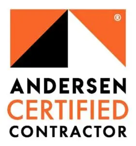 Andersen Certified Contractor logo with black and orange.